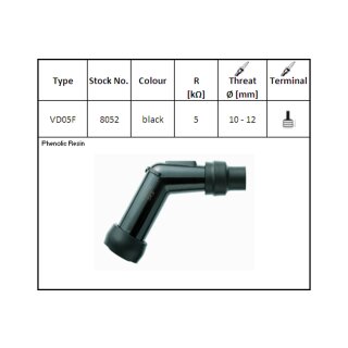 NGK Zündkerzenstecker VD-05 F, für 12 mm Kerze, 120° VD05F