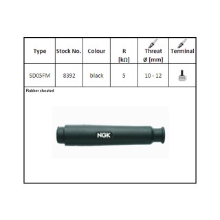 NGK Zünderzenstecker SD-05 FM, gerade lang schwarz SD05FM